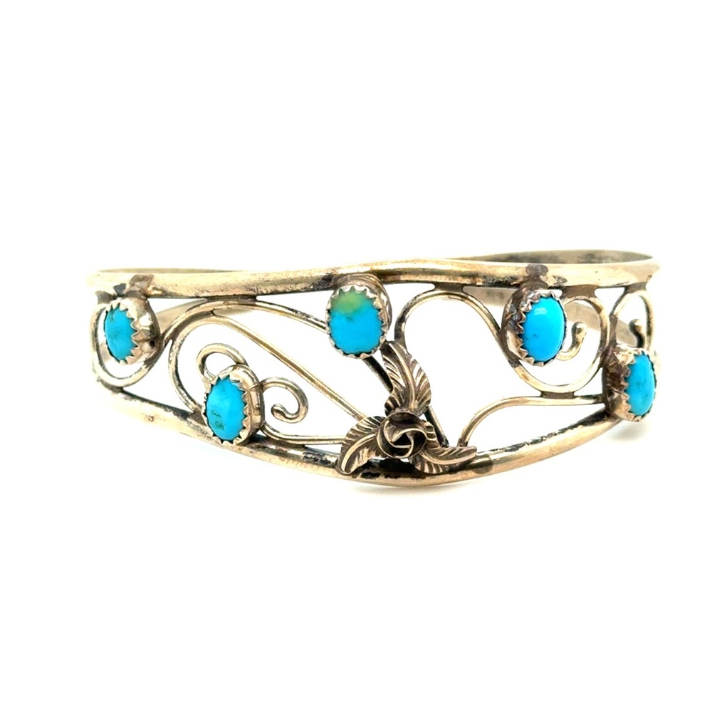 Petite Sterling Silver‎ Turquoise Cuff Bracelet
